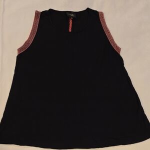 W5 Black Tank Top with Red Trim